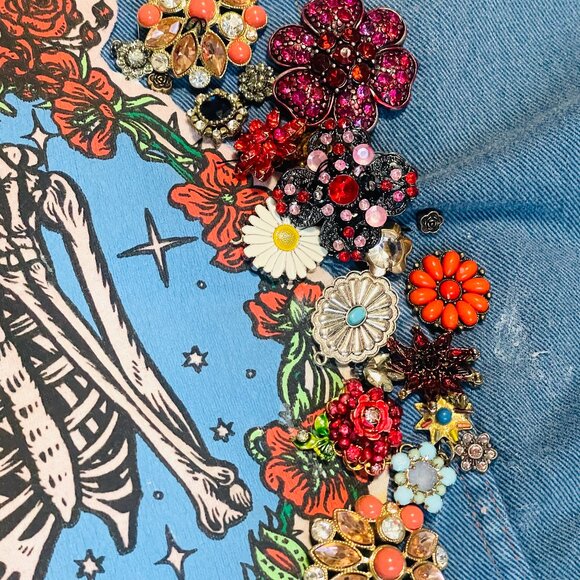 Grateful Dead Denim Shirt w hand sewn Embellishments - Sz XL - Picture 4 of 16